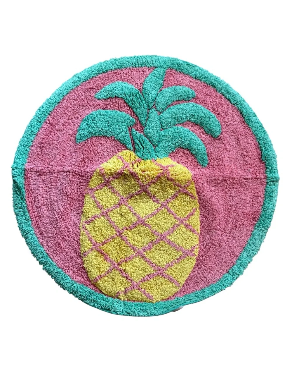 NEW! Set of 2 Saturday Knight Flamingo Fever Pineapple Accent Rugs 25” Round NWT